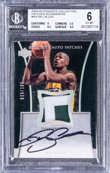 2004-05 Upper Deck Exquisite #AP-RA Ray Allen Patch Signed Card (#29/100) - BGS EX-MT 6/BGS 9